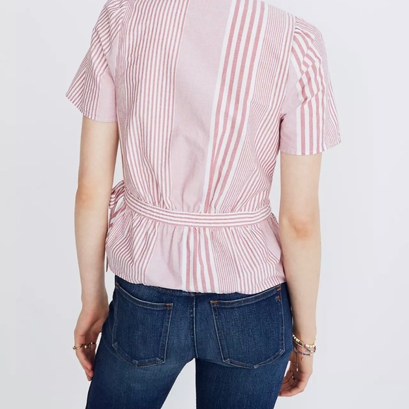 Madewell Ruffle-Hem Bold Stripe Feminine Wrap Top - Picture 2 of 14